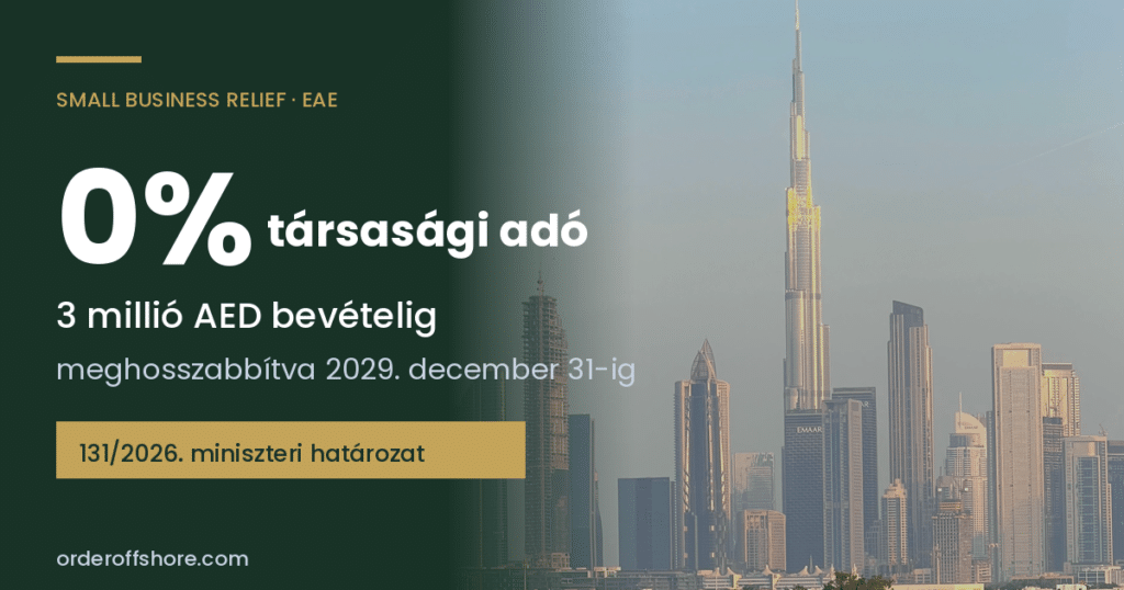 kisvállalkozói adókedvezmény Dubaiban 2029-ig.